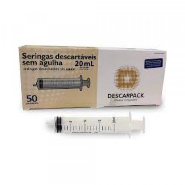 SERINGA DESCARTAVEL DESCARPACK  SEM AGULHA SLIP 20mlx50Un