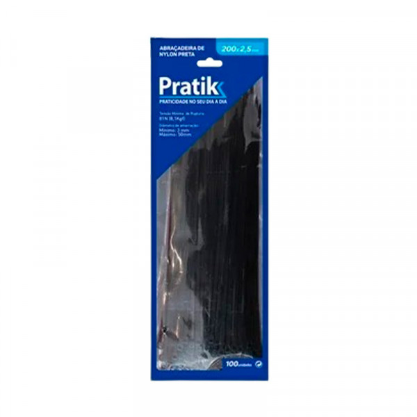 ABRACADEIRA NYLON PRATIK  200x2,5mm 100Un