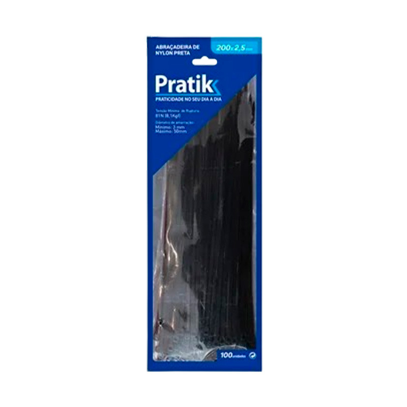 ABRACADEIRA NYLON PRATIK  200x2,5mm 100Un
