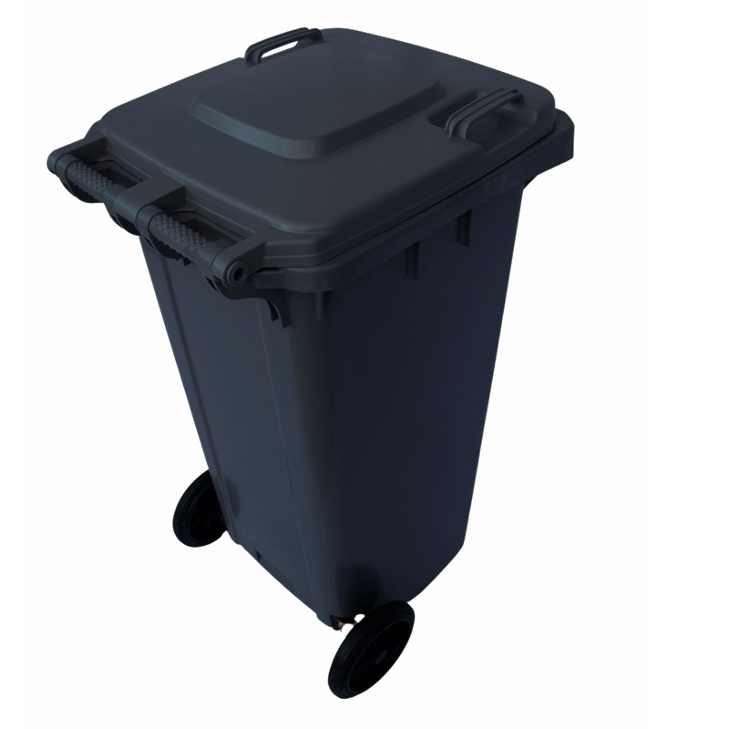 COLETOR LIXO 120L COM RODAS TONK PRETO