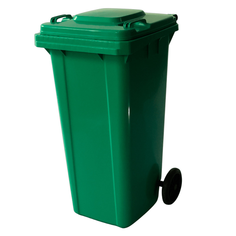 COLETOR LIXO 120L COM RODAS TONK VERDE