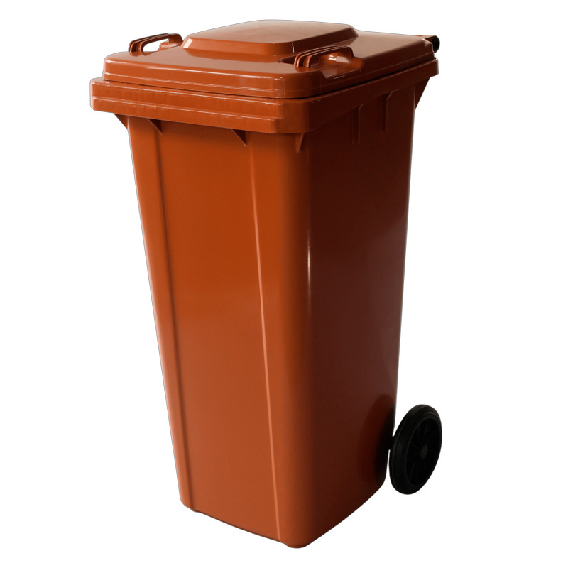 COLETOR LIXO 120L COM RODAS TONK MARROM