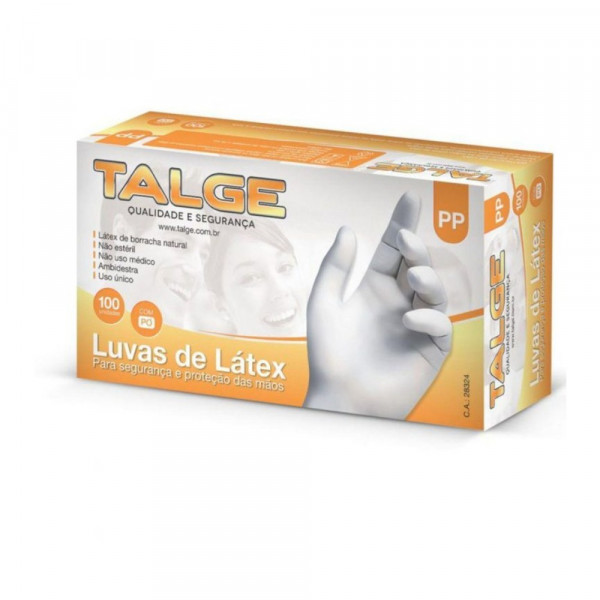 LUVA DESCARTAVEL LATEX TALGE COM PO PP 100Un*