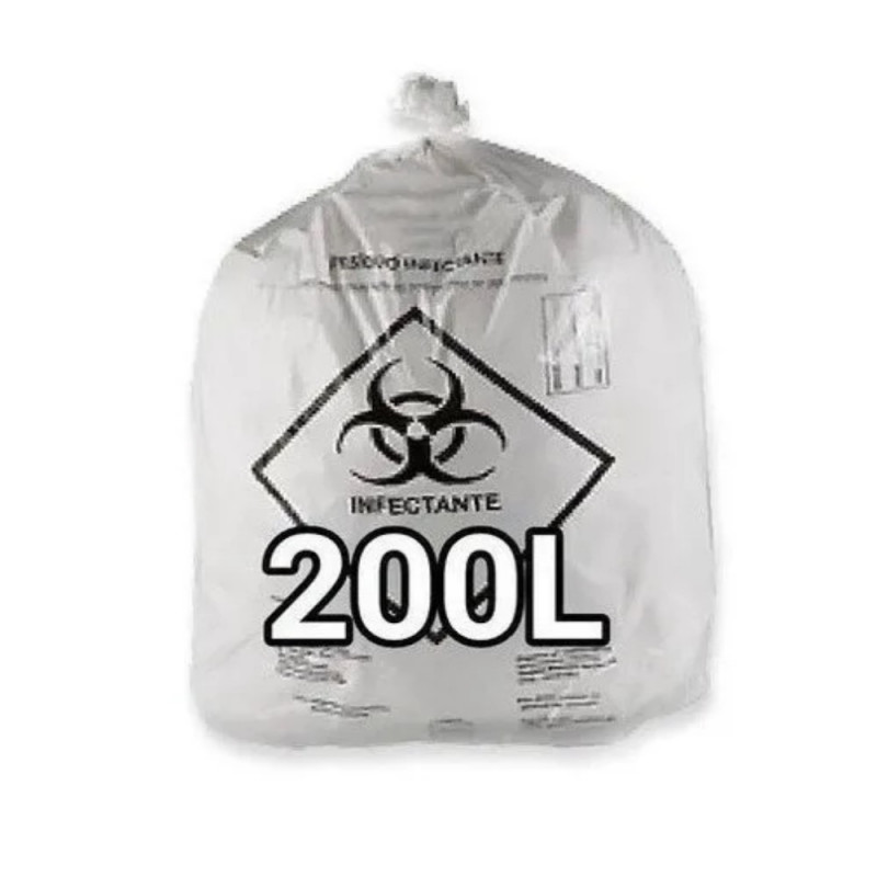 SACO LIXO 200x100 90x103x0 05mm INFECTANTE BRANCO
