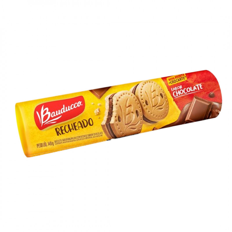 BISCOITO BAUDUCCO GULOSOS RECHEADO CHOCOLATE 140g*VENDA APENAS NA LOJA*