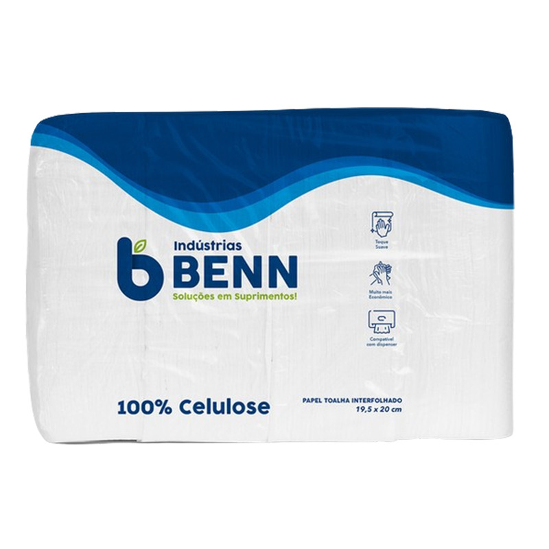 PAPEL TOALHA INTERFOLHADO BENN 100% CELULOSE 20x19x5x1000Fl REF: 34.85