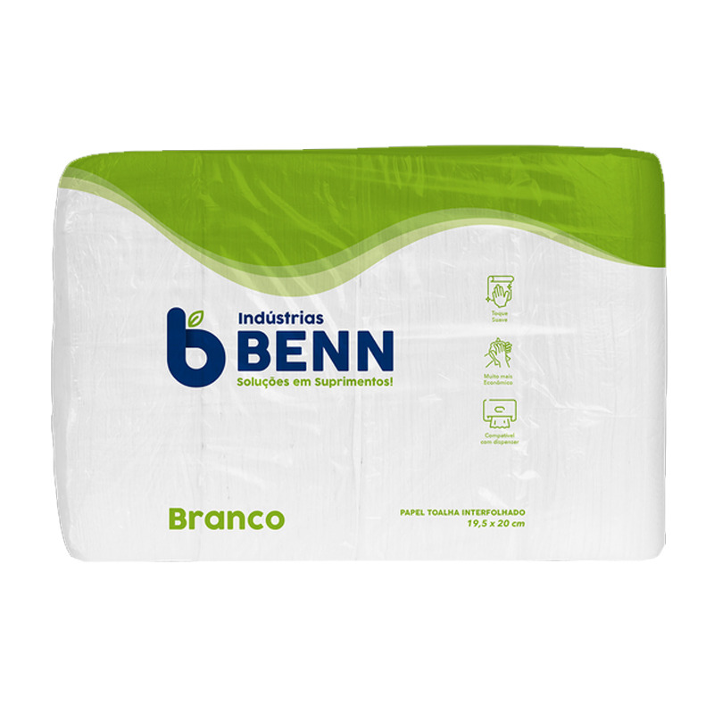 PAPEL TOALHA INTERFOLHADO BENN BRANCO II 19,5x20x1000Fl (VERDE) REF: 3490