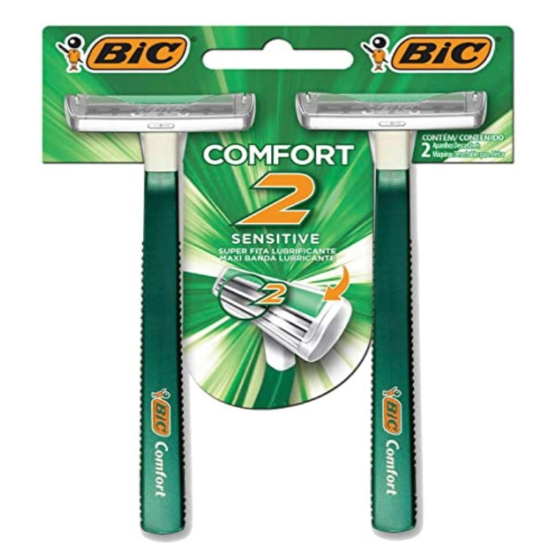APARELHO BARBEAR BIC COMFORT C/ 2 LAMINAS PELE SENSIVEL VERDE 2 Un