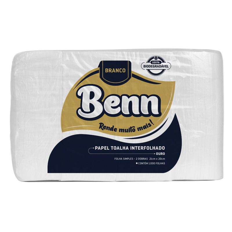 PAPEL TOALHA INTERFOLHADO BENN OURO 100% CELULOSE 22x19x1000Fl REF: 43.270