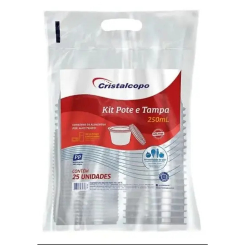 POTE COM TAMPA CRISTALCOPO/RIOPLAST  25x250ml