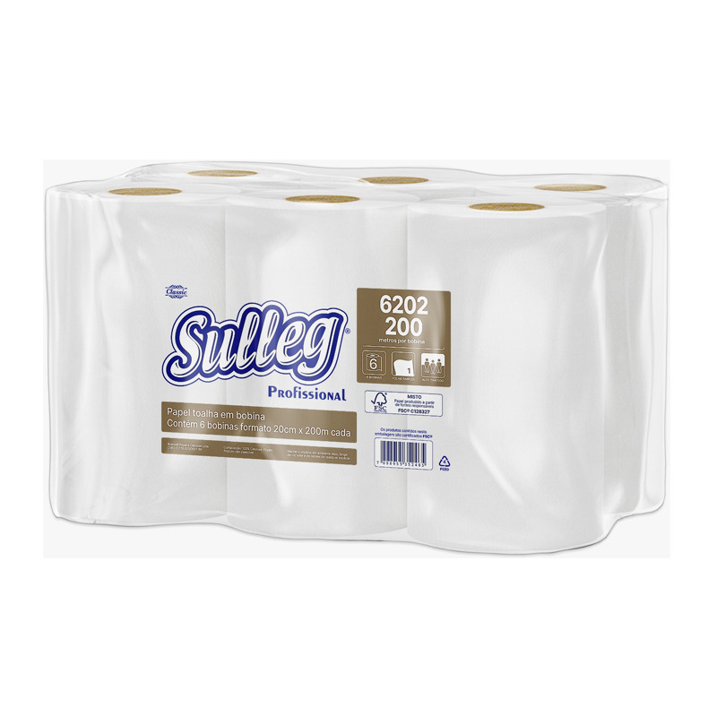 PAPEL TOALHA BOBINA SULLEG CLASSIC  200x6Un  Ref.6202