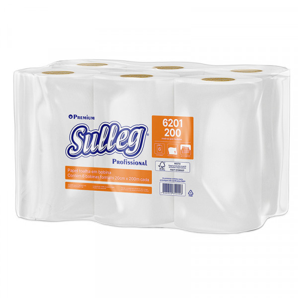 PAPEL TOALHA BOBINA SULLEG PREMIUM FS 200x6Un  Ref.6201