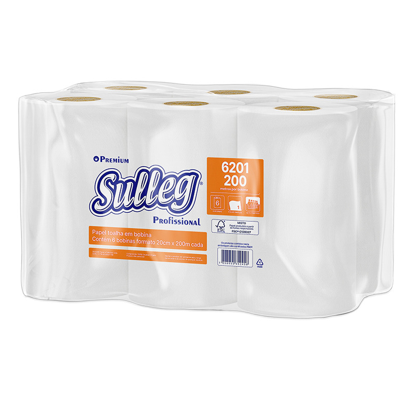 PAPEL TOALHA BOBINA SULLEG PREMIUM FS 200x6Un  Ref.6201