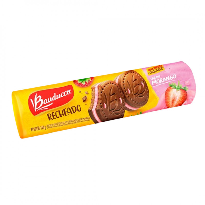 BISCOITO BAUDUCCO GULOSOS RECHEADO MORANGO 140g*VENDA APENAS NA LOJA*