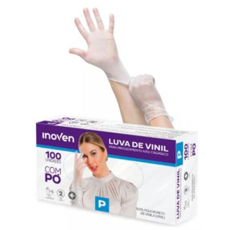 LUVA DESCARTAVEL VINIL INOVEN COM PO  G 100Un