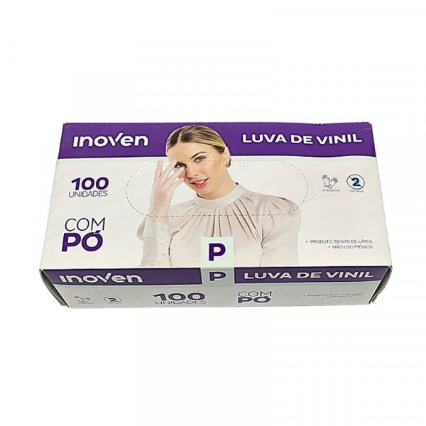 LUVA DESCARTAVEL VINIL TALGE COM PO  P 100Un