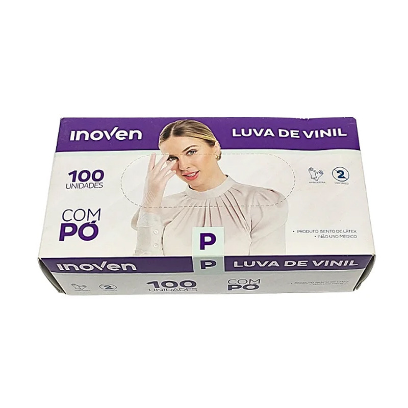 LUVA DESCARTAVEL VINIL TALGE COM PO  P 100Un