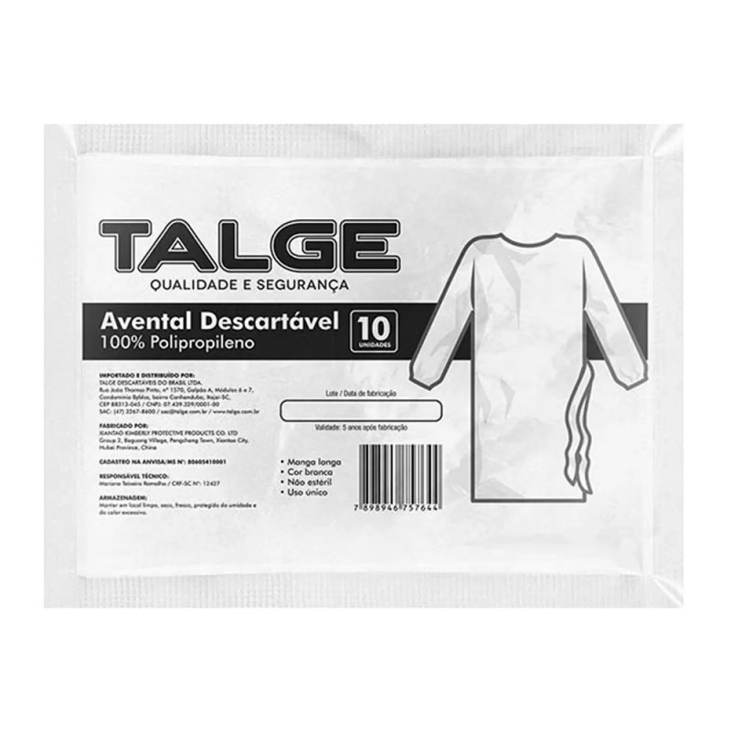AVENTAL DESCARTAVEL TALGE 30g TNT 10Un