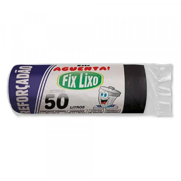 SACO FIX LIXO ROLO REFORCADO PRETO 50x30Un 63x80cm