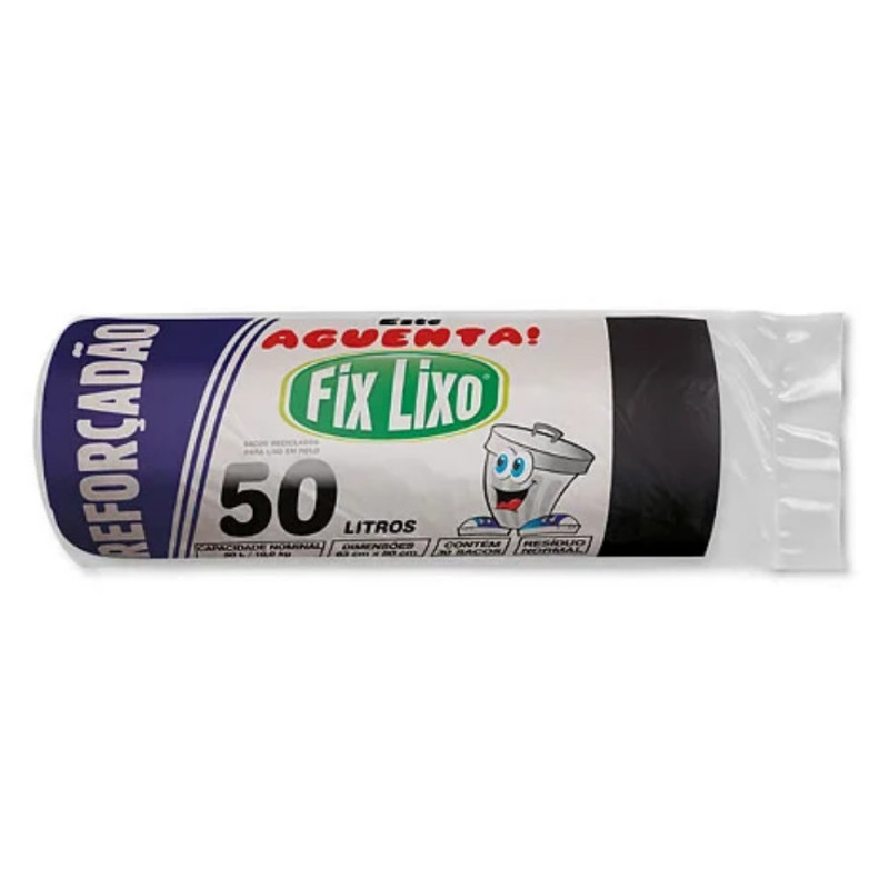 SACO FIX LIXO ROLO REFORCADO PRETO 50x30Un 63x80cm