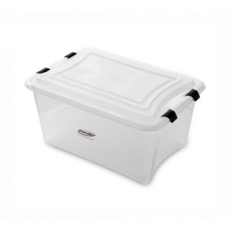 CAIXA ORGANIZADORA PLASVALE FUMÊ TRANSLUCIDO 55,5x39x32cm  50L