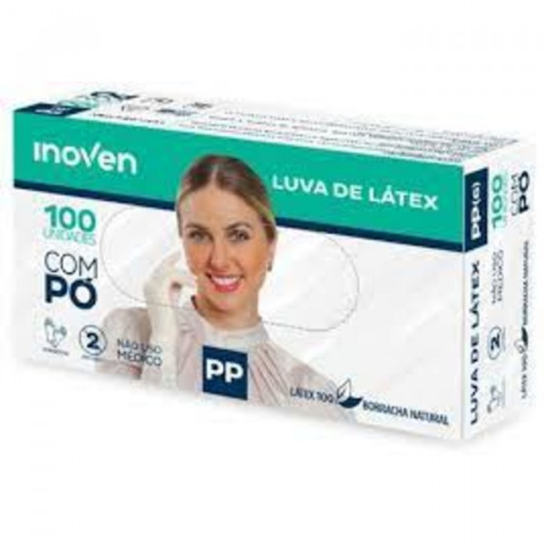 LUVA DESCARTAVEL LATEX INOVEN COM PO PP 100Un