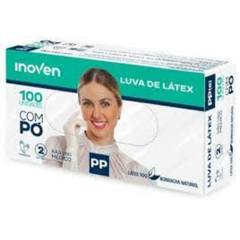LUVA DESCARTAVEL LATEX INOVEN COM PO PP 100Un