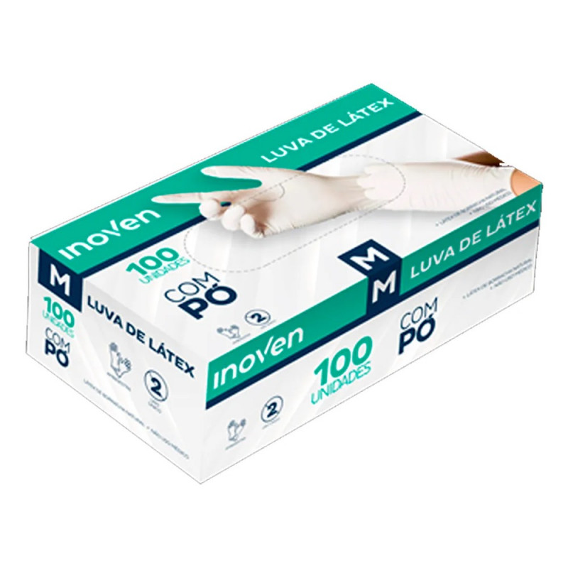 LUVA DESCARTAVEL LATEX INOVEN COM PO  P 100Un