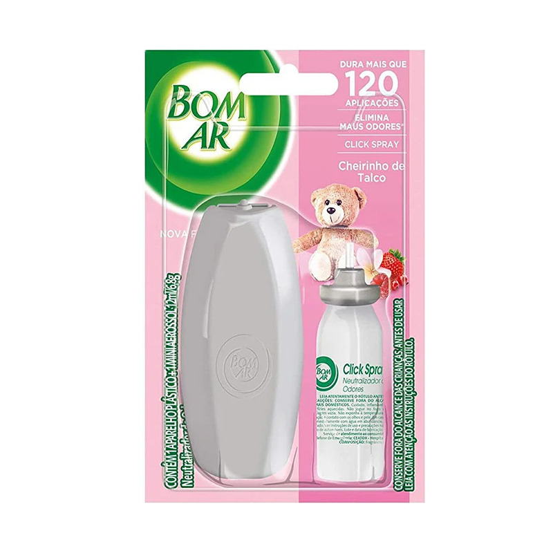 BOM AR CLICK SPRAY APARELHO+REFIL CHEIRINHO DE TALCO 12ml BOM AR CLICK SPRAY APARELHO+REFIL CHEIRINHO DE TALCO 12ml
