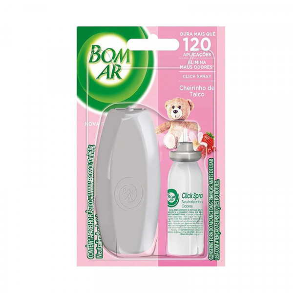 BOM AR CLICK SPRAY APARELHO+REFIL CHEIRINHO DE TALCO 12ml