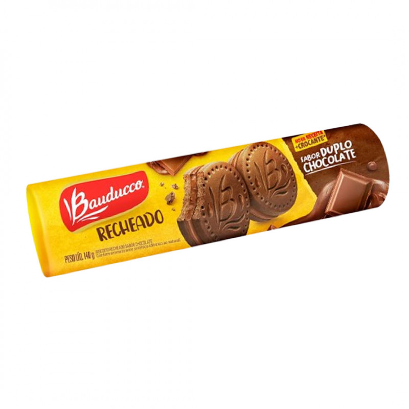 BISCOITO BAUDUCCO GULOSOS RECHEADO CHOCOLATE DUPLO 140g*VENDA APENAS NA LOJA+