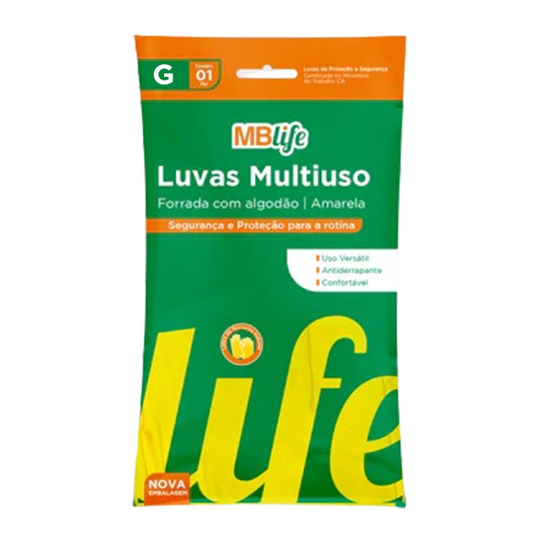 LUVA LIMPEZA MBLIFE AMARELA  G