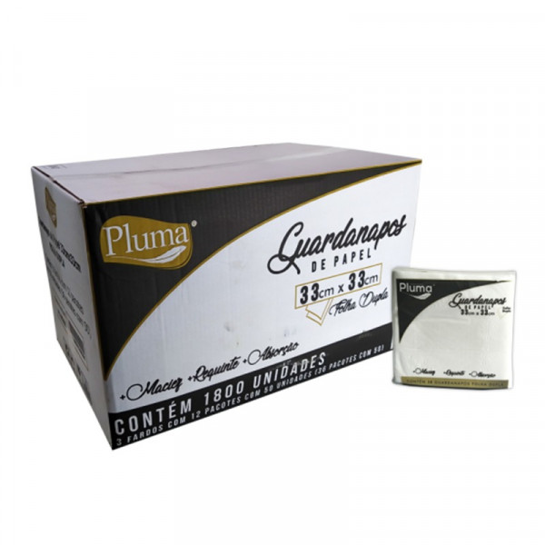 GUARDANAPO PLUMA FOLHA DUPLA 33x33x1800  3X(12X50) PL00250