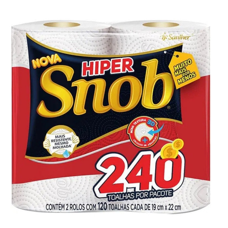 PAPEL TOALHA SNOB HIPER 2Un - 240Fls TNB240